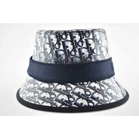 Dior French Small Brim Blue Oblique Logo PVC Transparent Clear Sun Bucket Hat 58 main image 6